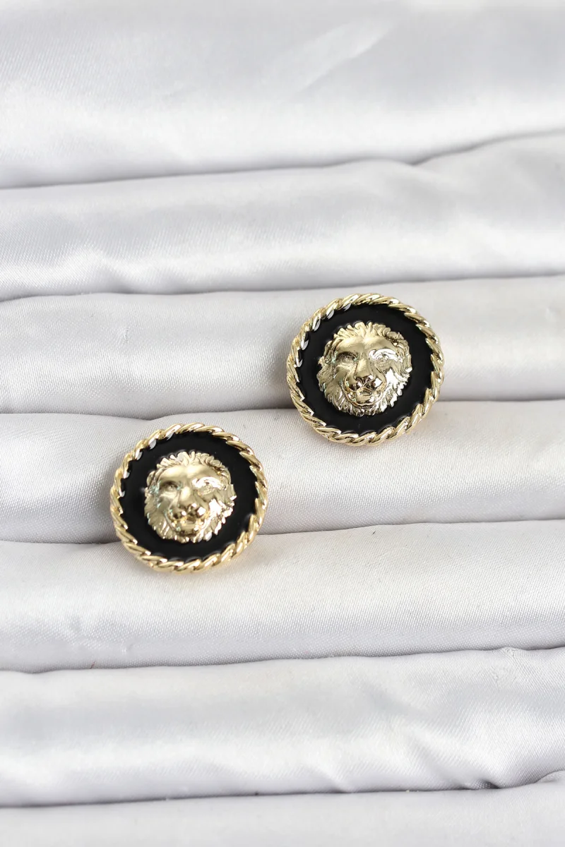 Aslan Model Gold Renk Düğme veya Manşet Broşu 5886