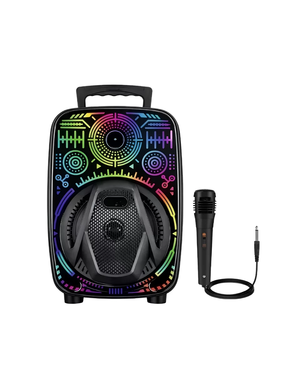 8 İnç Taşınabilir Karaoke Hoparlör Mikrofonlu RGB Işıklı Bluetooth Speaker