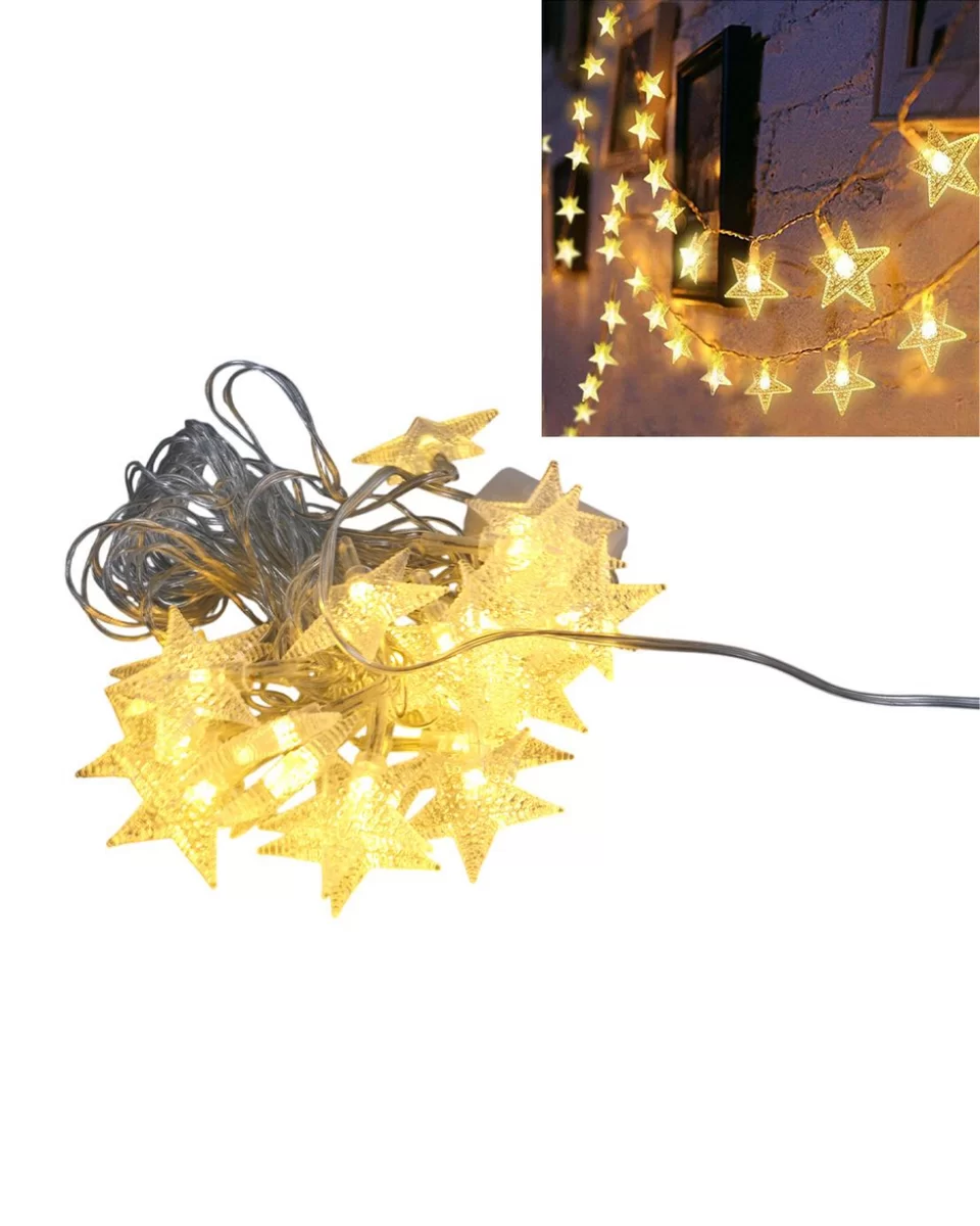 20 LED Yıldız Işık Zinciri Günışığı Beyaz Dekoratif Süs Lambası