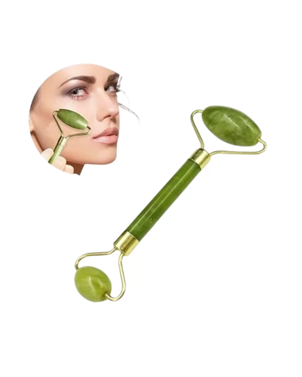 Jade Stone Yüz Bakım Seti Gua Sha ve Roller Masaj Taşı