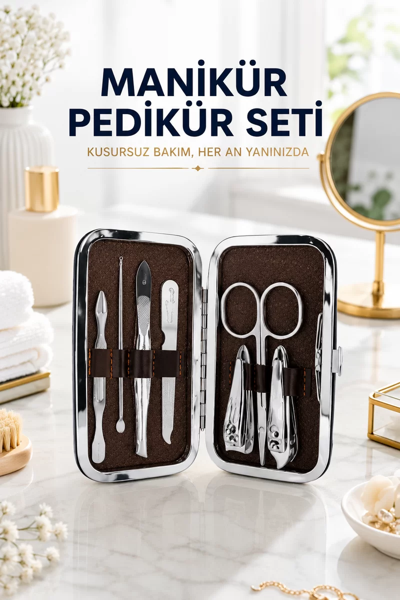 Tırnak Temizliği Tırnak Batığı ve Düzenli Bakım İçin 7 Parça Çelik Set