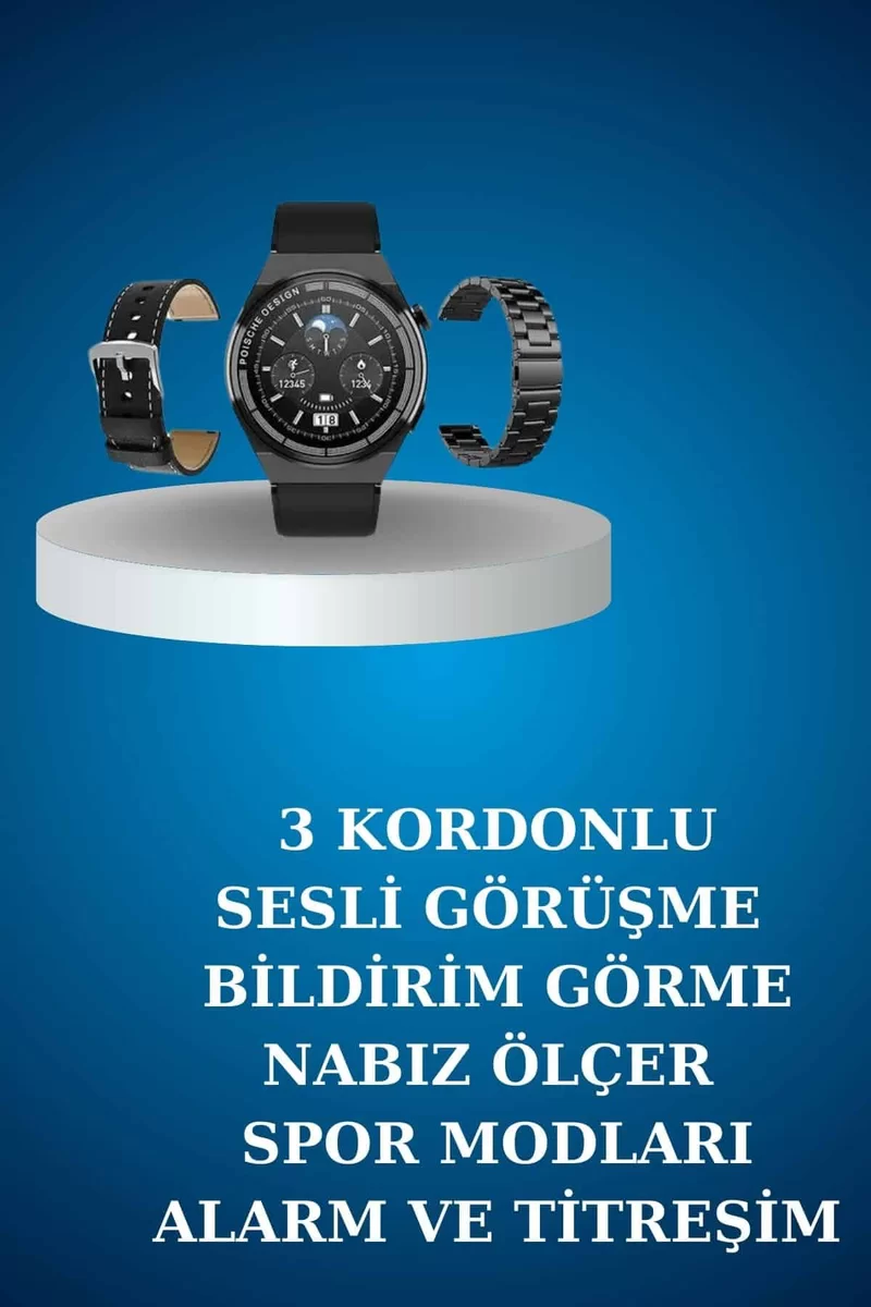 Alarm ve Titreşim Özellikli Akıllı Saat ve Mikrofonlu Kablolu Bluetooth Kulaklık 60 Saat