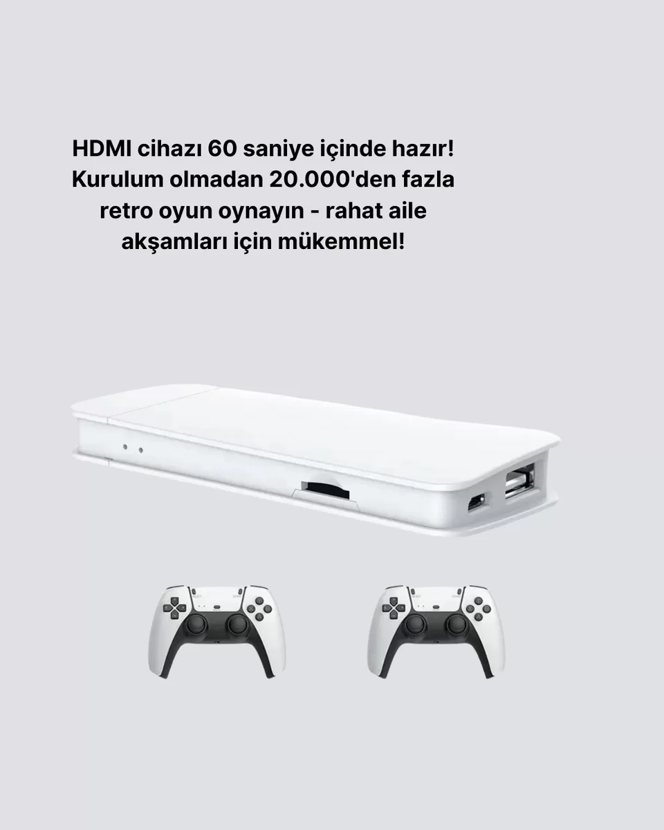HDMI ve Kablosuz Kontrolcülü 20.000 Oyunlu Retro Oyun Konsolu