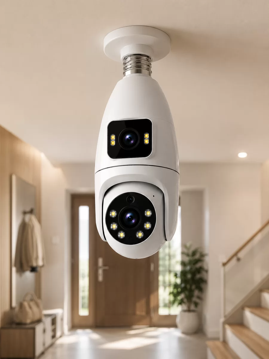 360° Ev İzleme Wi-Fi Çift Lens Akıllı Ampul Kamera