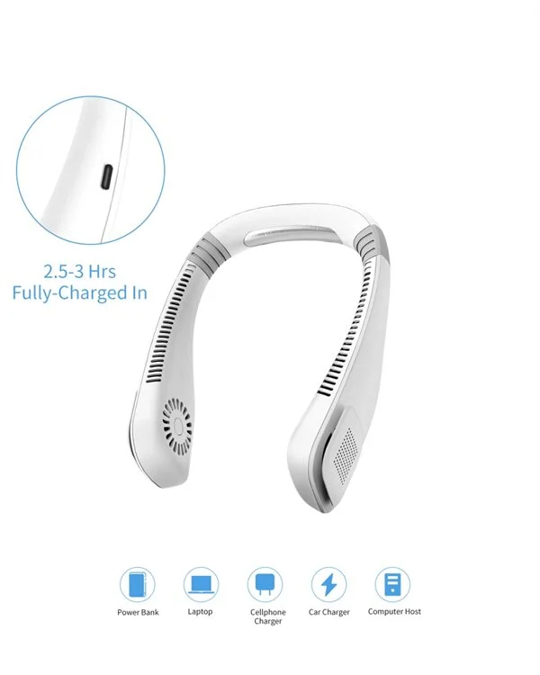 Giyilebilir Bladeless Boyun Fanı | 360° Serinlik 5 Kademe Rüzgar USB Şarjlı Sessiz Mini Klima
