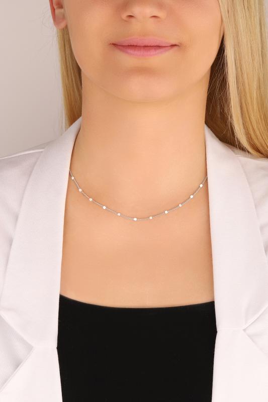 Taşsız Zincir Gümüş Choker Kolye