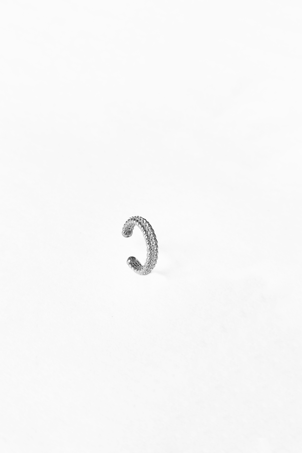 Zirkon Taşlı Beyaz Gümüş Earcuff