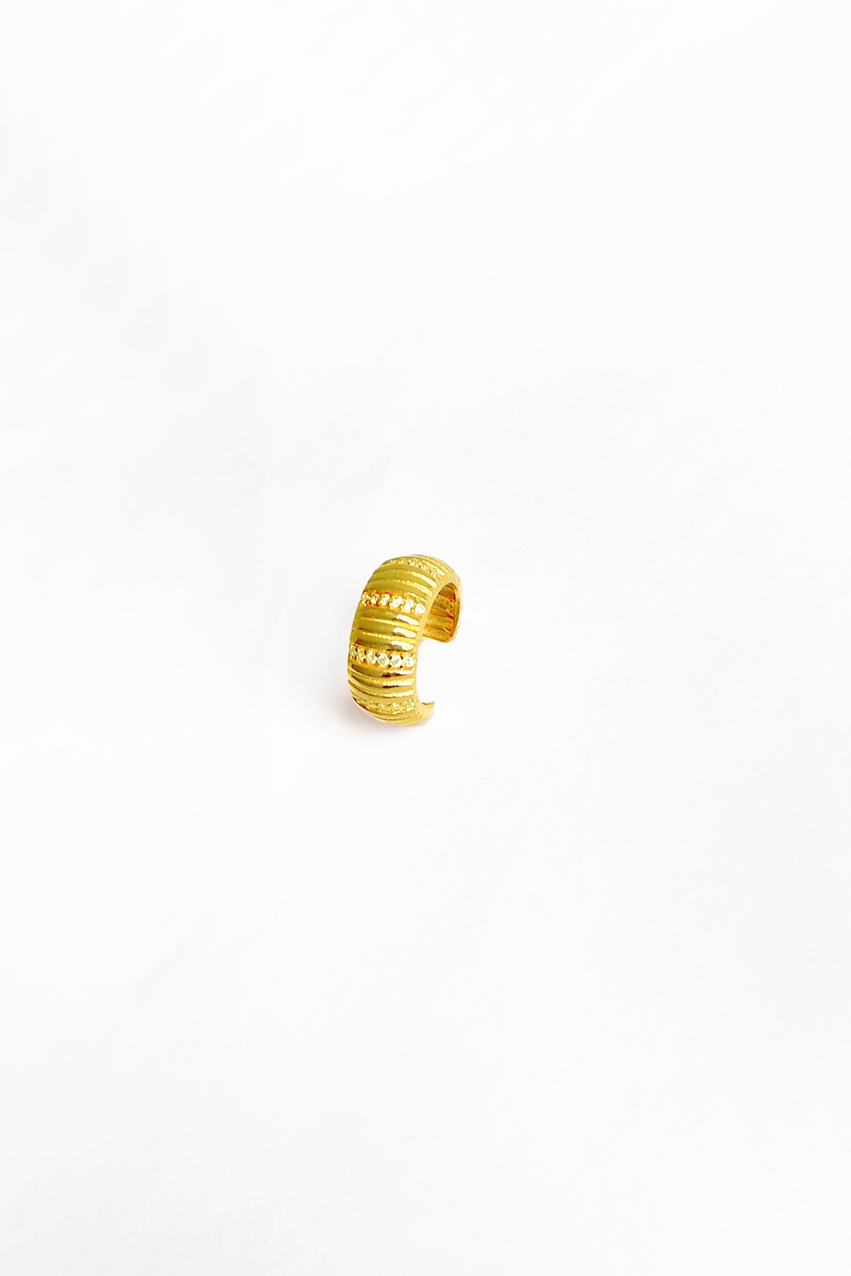 Kalın Taşlı Gümüş Ear Cuff Küpe