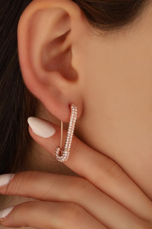 Beyaz Taşlı Çengelli İğne Modeli Gümüş Küpe
