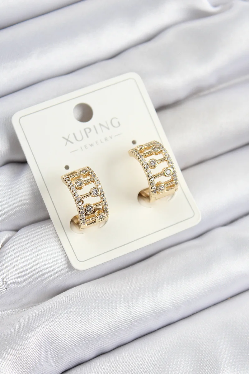 Xuping Zirkon Taşlı Çit Halka Model Gold Renk Kadın Küpe 5886