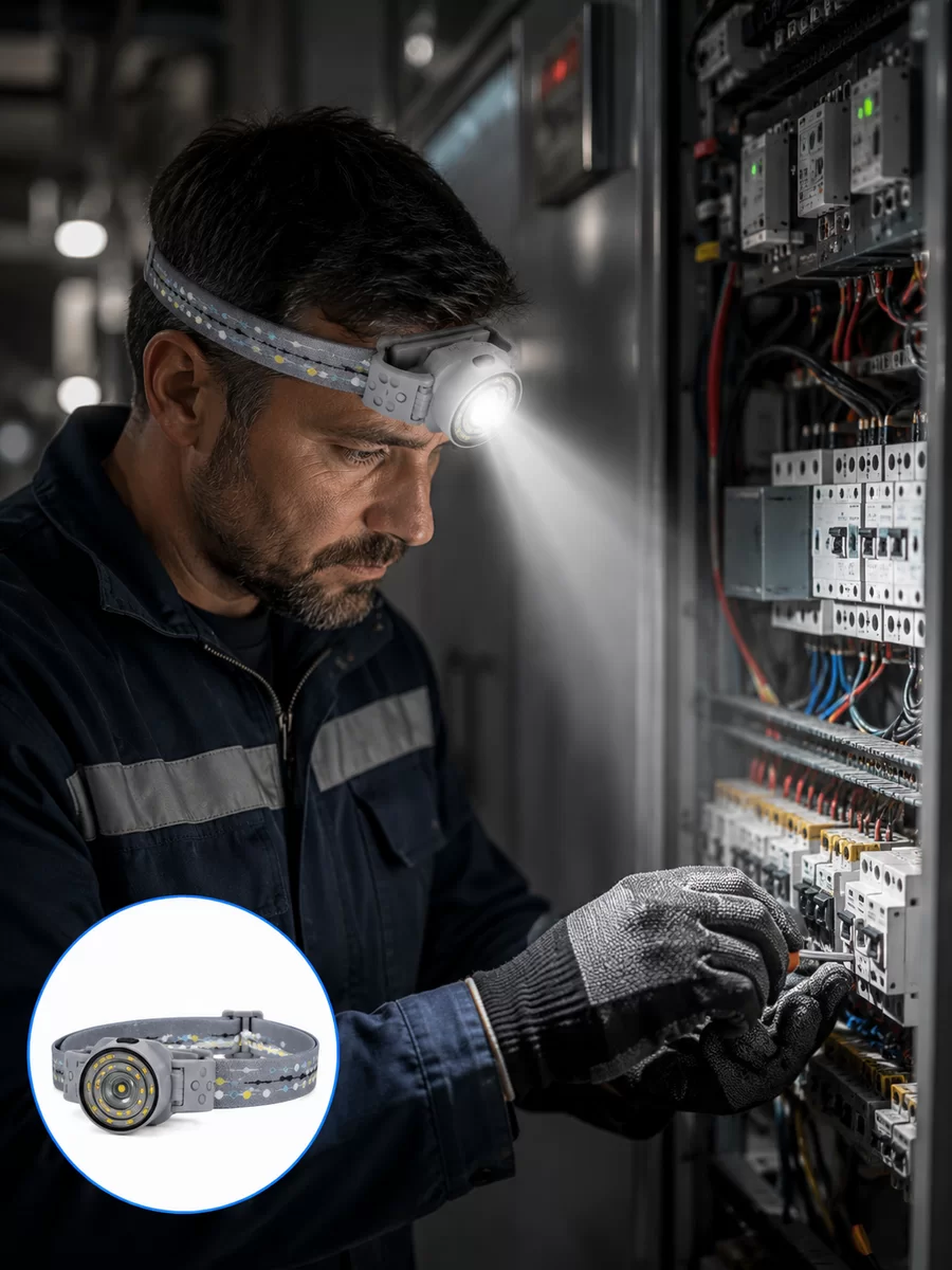 Yüksek Parlaklıklı LED Kafa Feneri Gece Çalışmaları İçin Yüksek Parlaklıklı