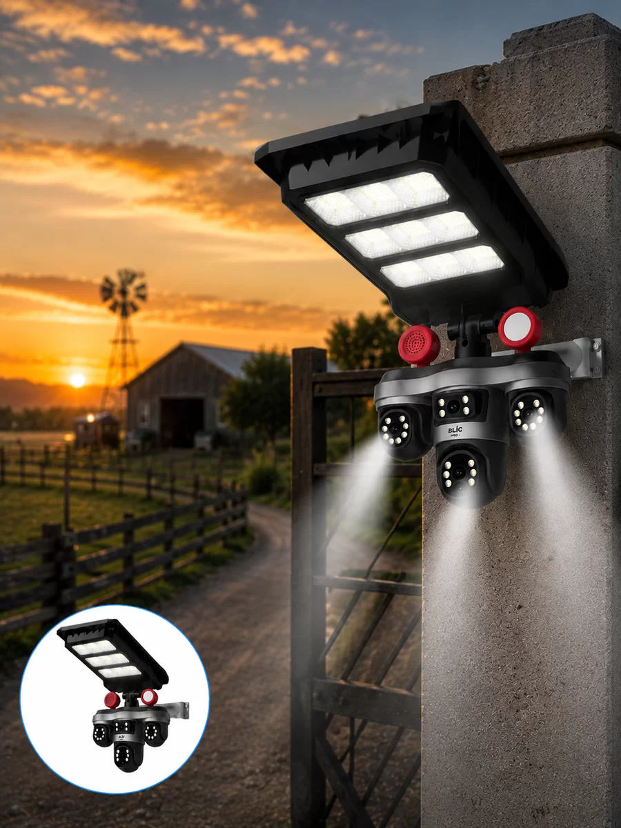 Akıllı Solar Güvenlik Kamerası 3 Lens Hareket Takip Özellikli Dış Ortam Kamera
