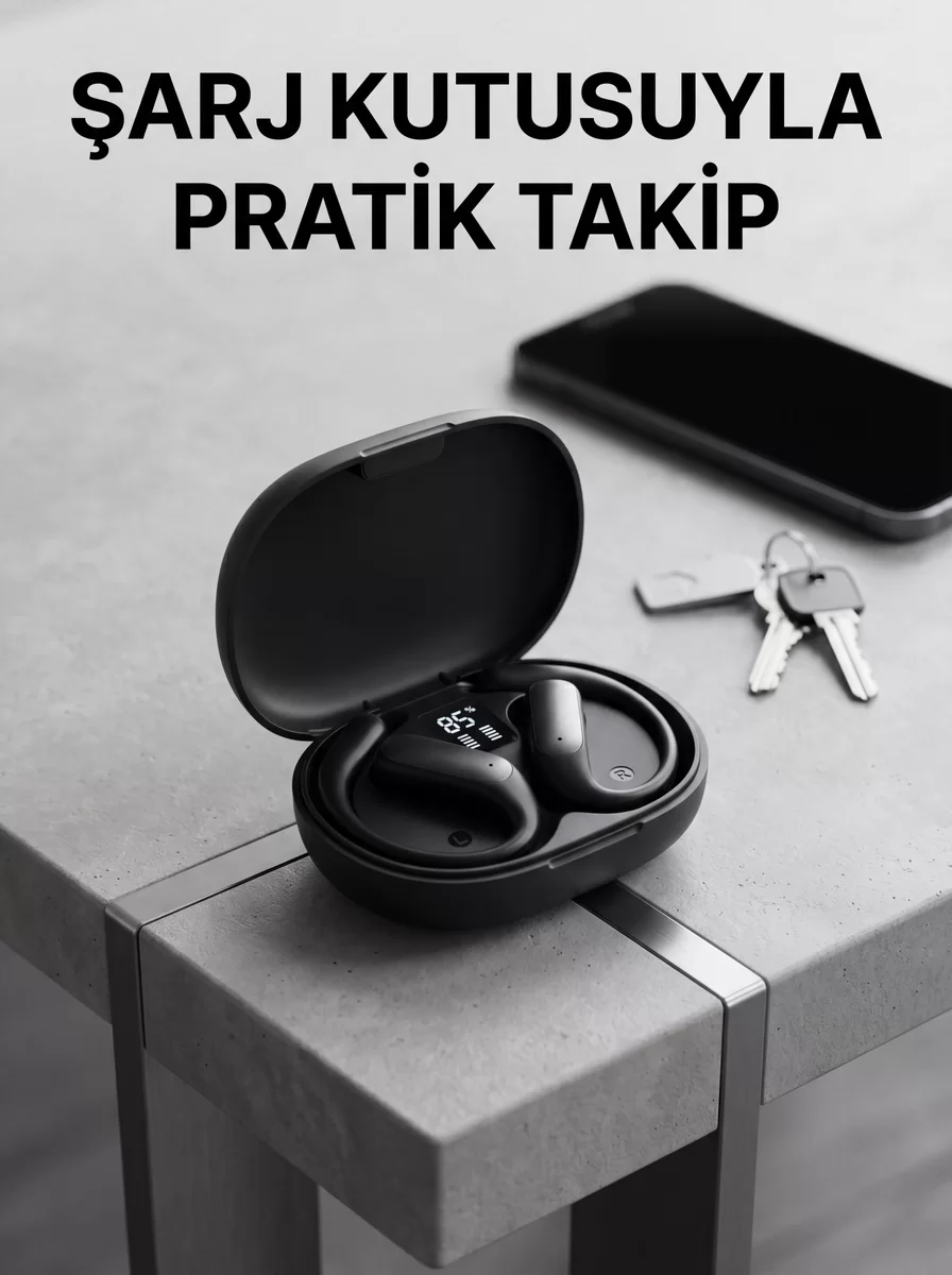Kulak Kancalı Kablosuz Bluetooth Kulaklık Dijital Göstergeli Şarj Kutulu