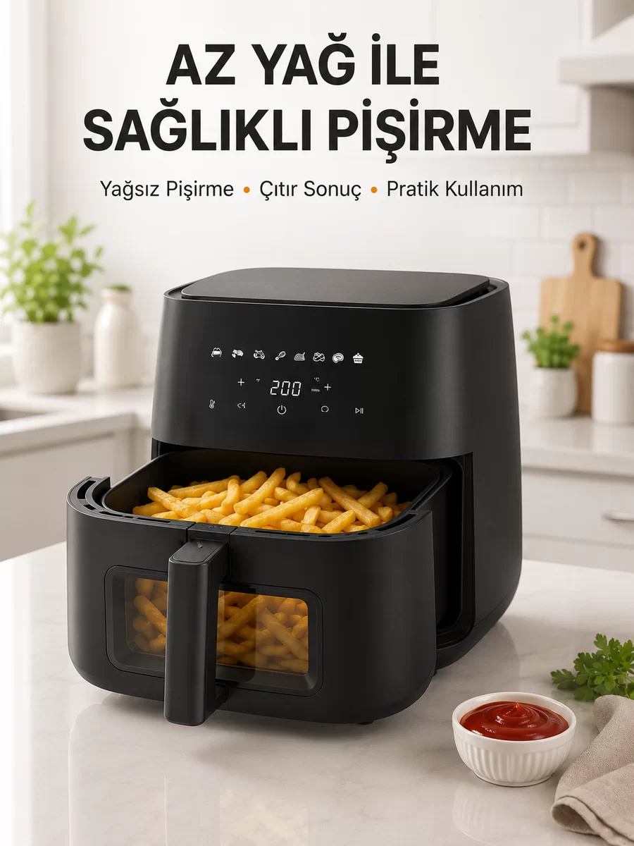 Yağsız Yemek Pişirme İçin Dijital Air Fryer Fritöz