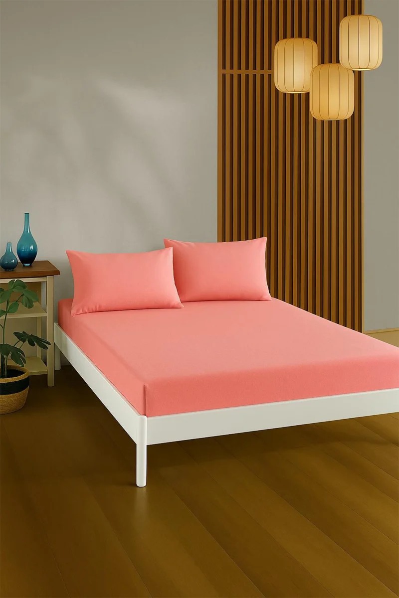 %100 PAMUKLU ÇİFT KİŞİLİK ÇARŞAF TAKIMI-Pembe