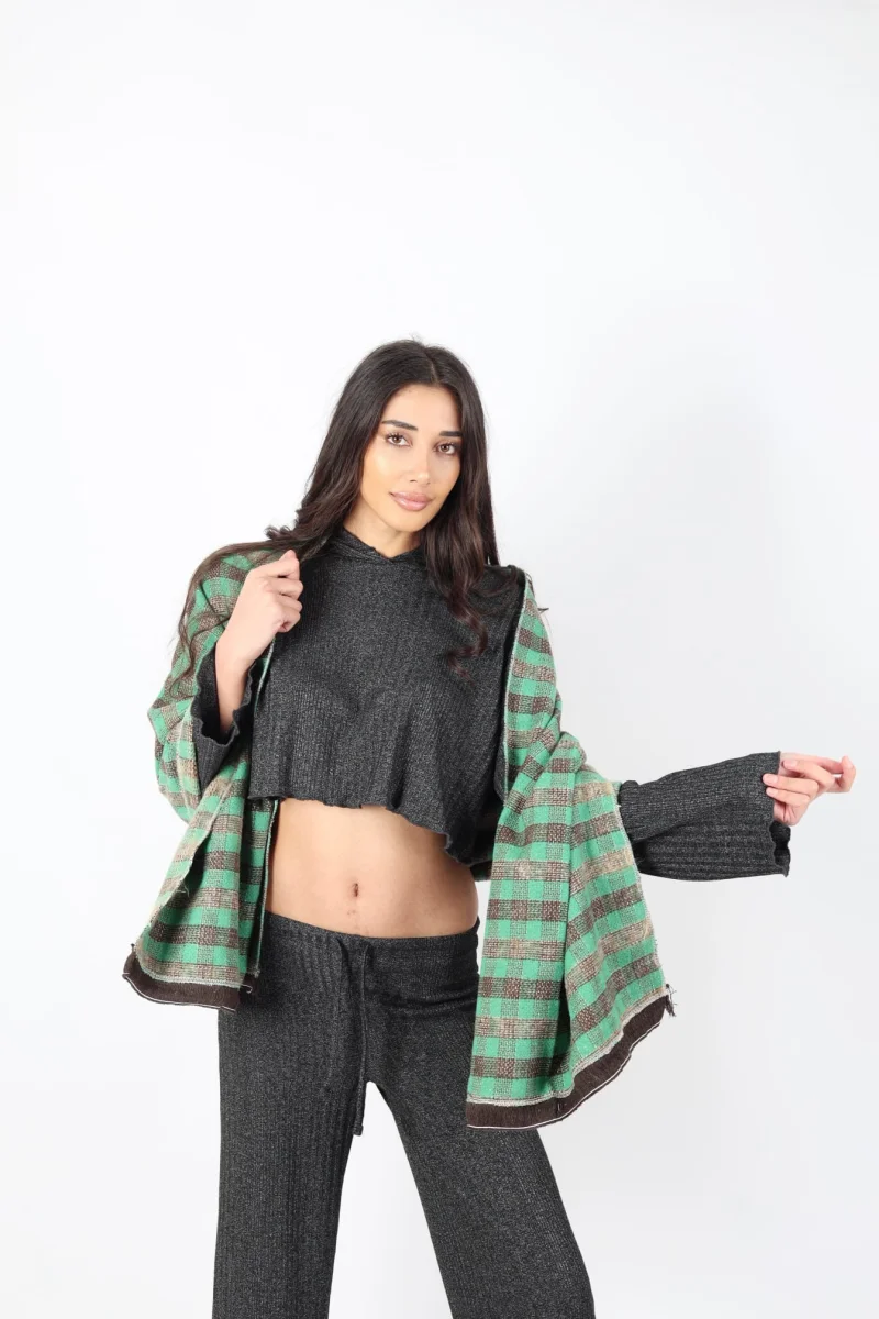 Şık Kullanım Pamuk Polyester Şal-Yeşil