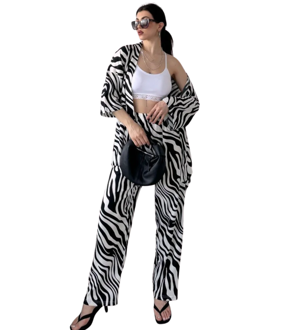 Alt Üst Takım Kimono- Zebra  Desenli