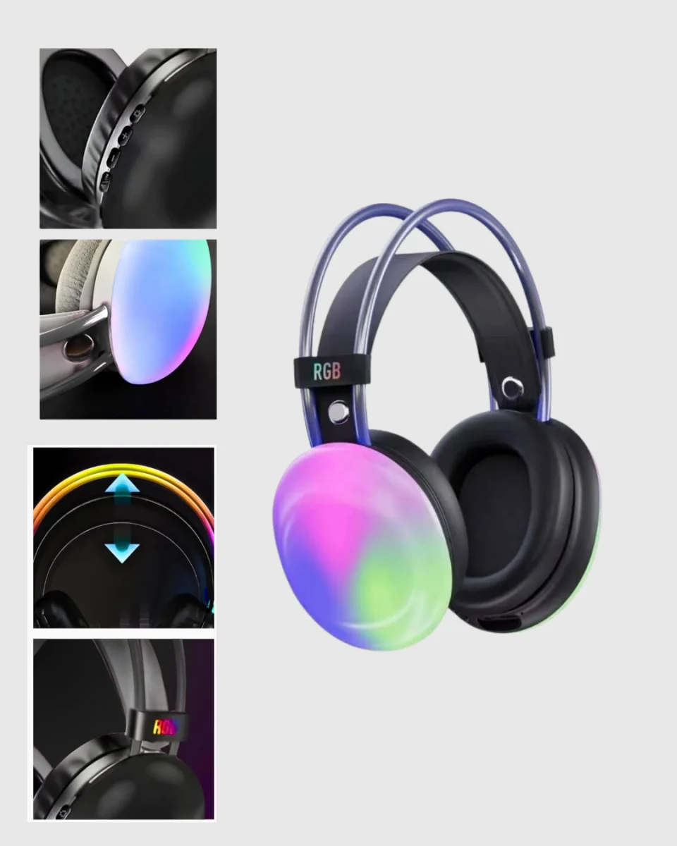 Kablosuz Gaming Kulaklık RGB Aydınlatmalı Bluetooth 5.3 Uzun Pil Ömürlü