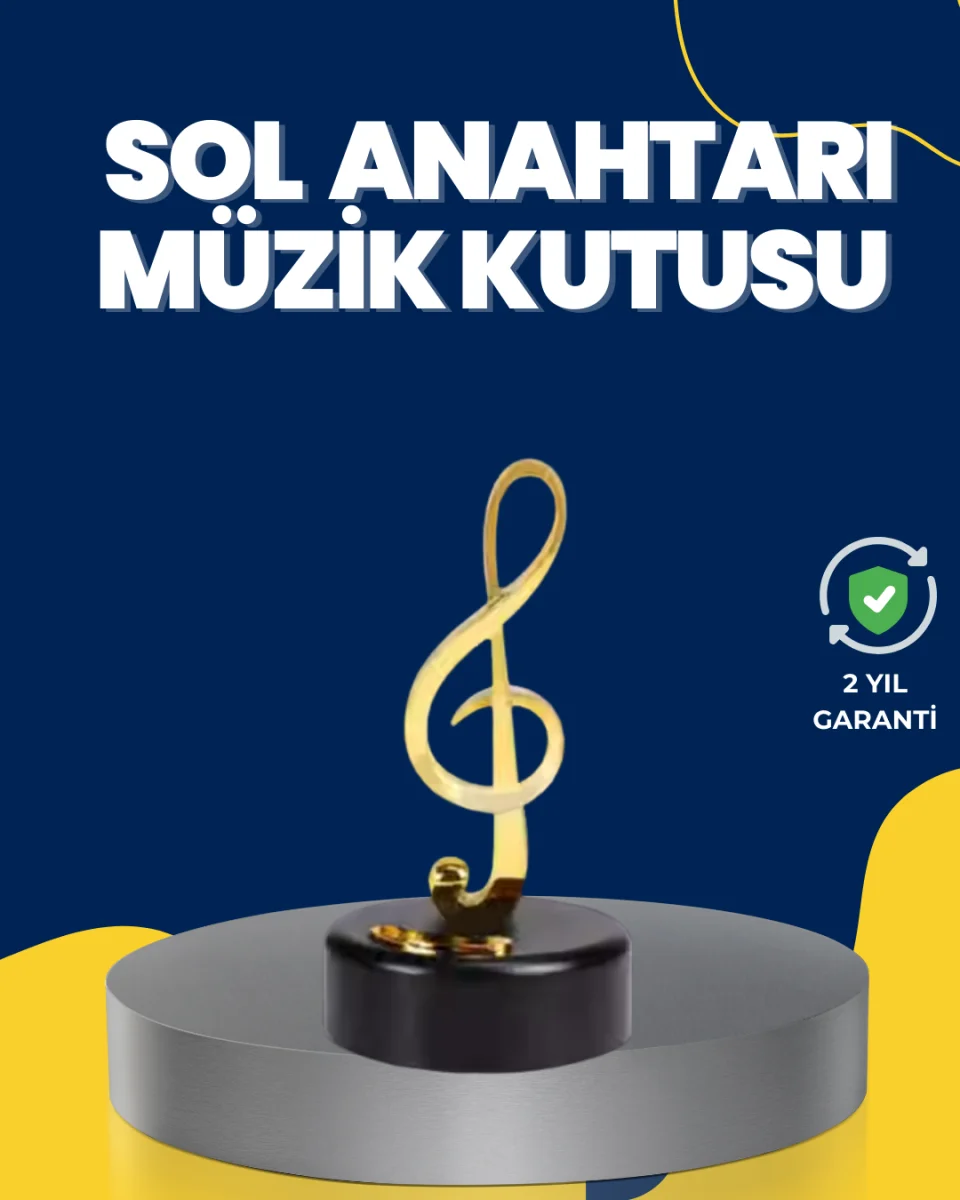 Altın Sol Anahtarı Müzik Kutusu Döner Mekanizmalı