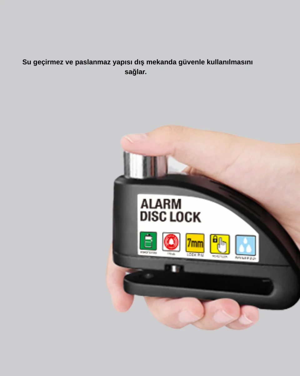 110 dB Alarmlı Disk Fren Kilidi Su Geçirmez Çelik Gövde Motosiklet Güvenlik
