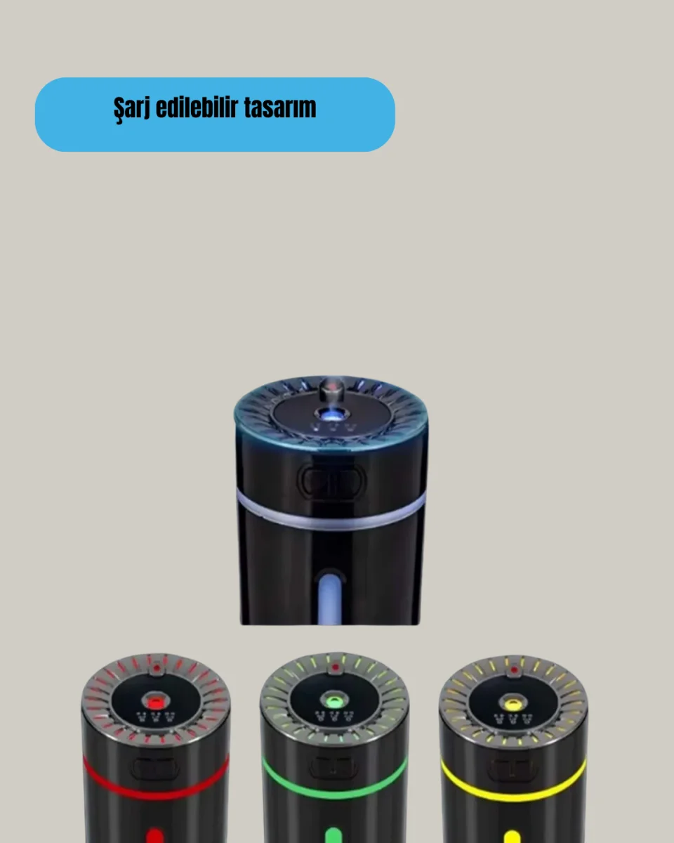 LED Işıklı Aromaterapi Hava Nemlendirici Ultrasonik Sessiz Nem Ayarı