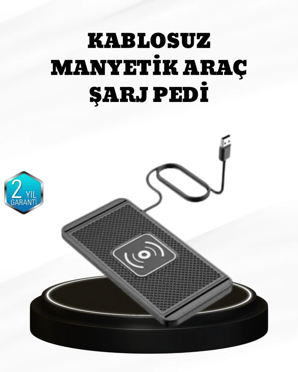15W Manyetik Kablosuz Şarj Pedi Araç Masa Kullanımına Uygun Qi Şarj Cihazı