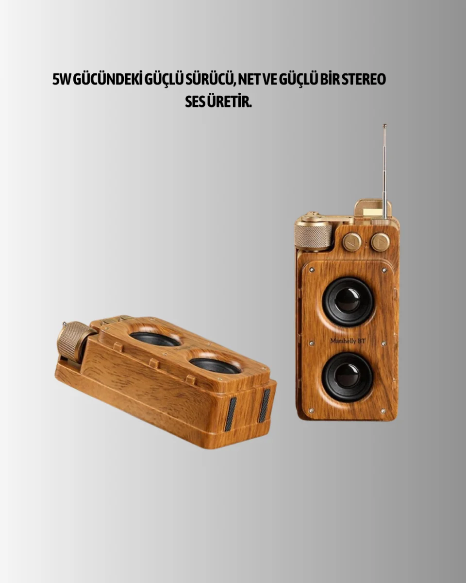 Retro Radyo Tasarım Bluetooth Hoparlör 1800mAh Uzun Çalma Süresi