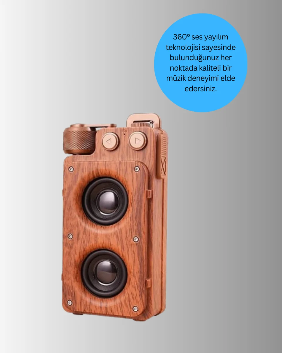 Ahşap Tarzı Kablosuz Hoparlör 5W Güçlü Bass TF USB AUX