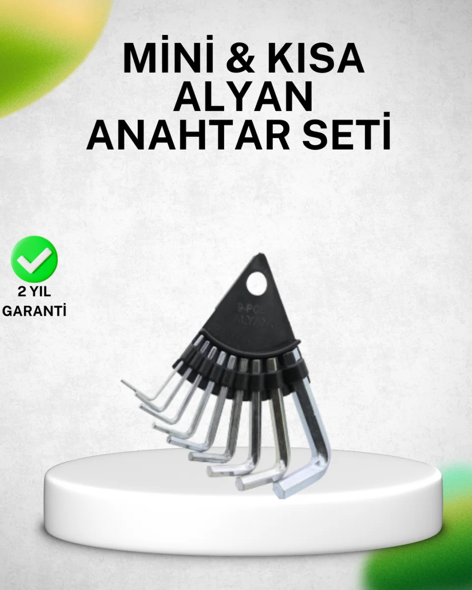 9 Parça Alyan Anahtar Seti Isıl İşlem Görmüş Dayanıklı Çelik