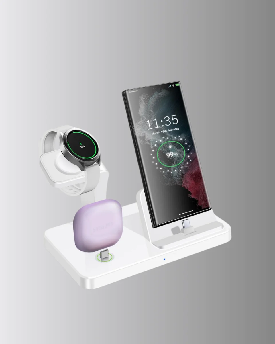 Apple Uyumlu Kablosuz Şarj İstasyonu 4 Cihaz Destekli ve Hızlı Şarjlı