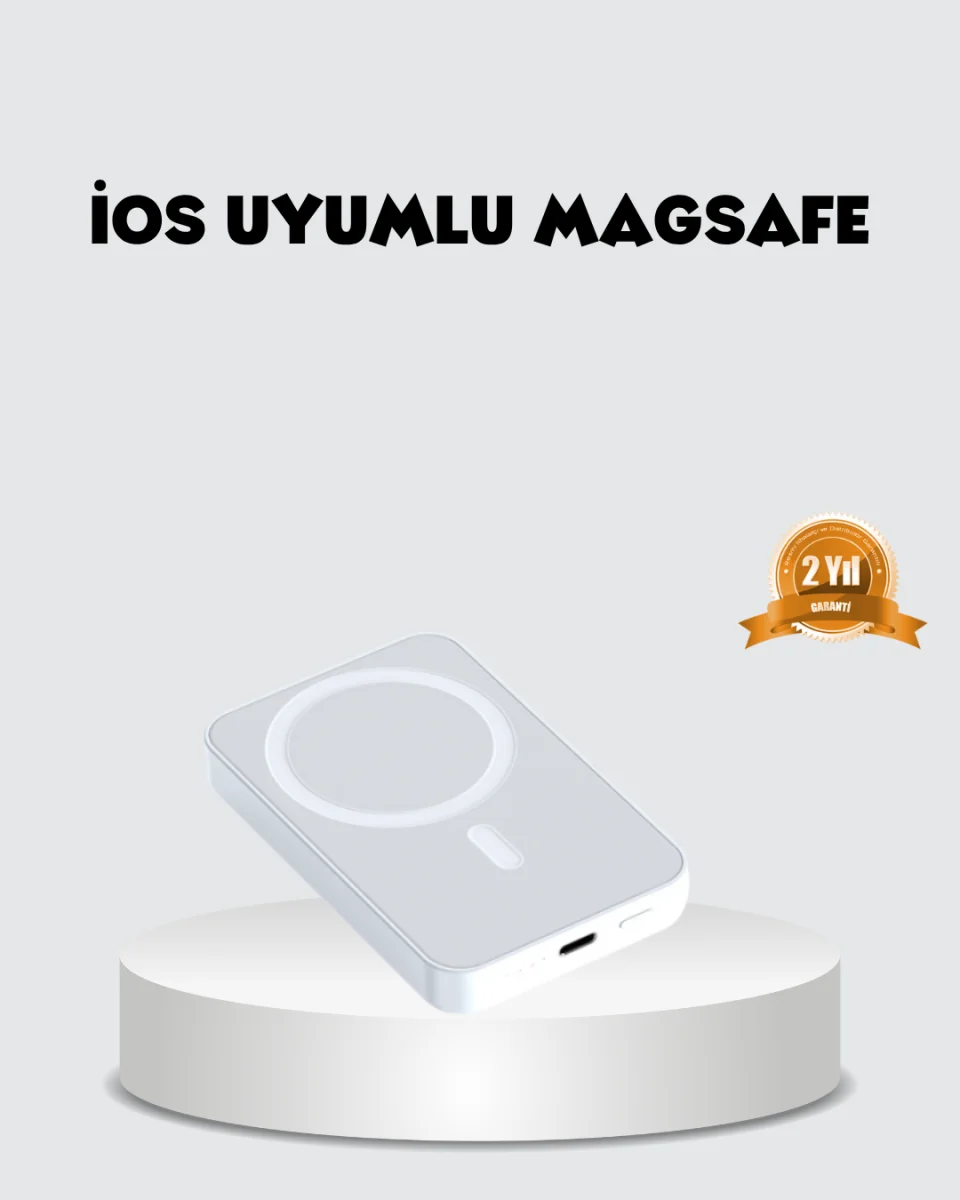 MagSafe Uyumlu Kablosuz Batarya – 27W Hızlı Şarj Destekli Kompakt Güç Bankası