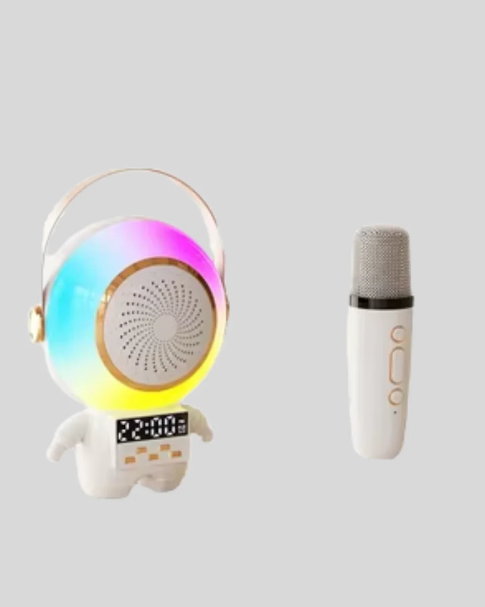 RGB Işıklı Astronot Bluetooth Hoparlör Karaoke Mikrofonlu