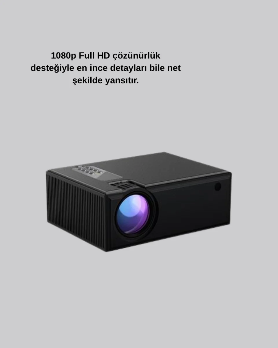 Taşınabilir Full HD Projeksiyon Cihazı Yüksek Parlaklık ve Geniş Bağlantı Seçenekli