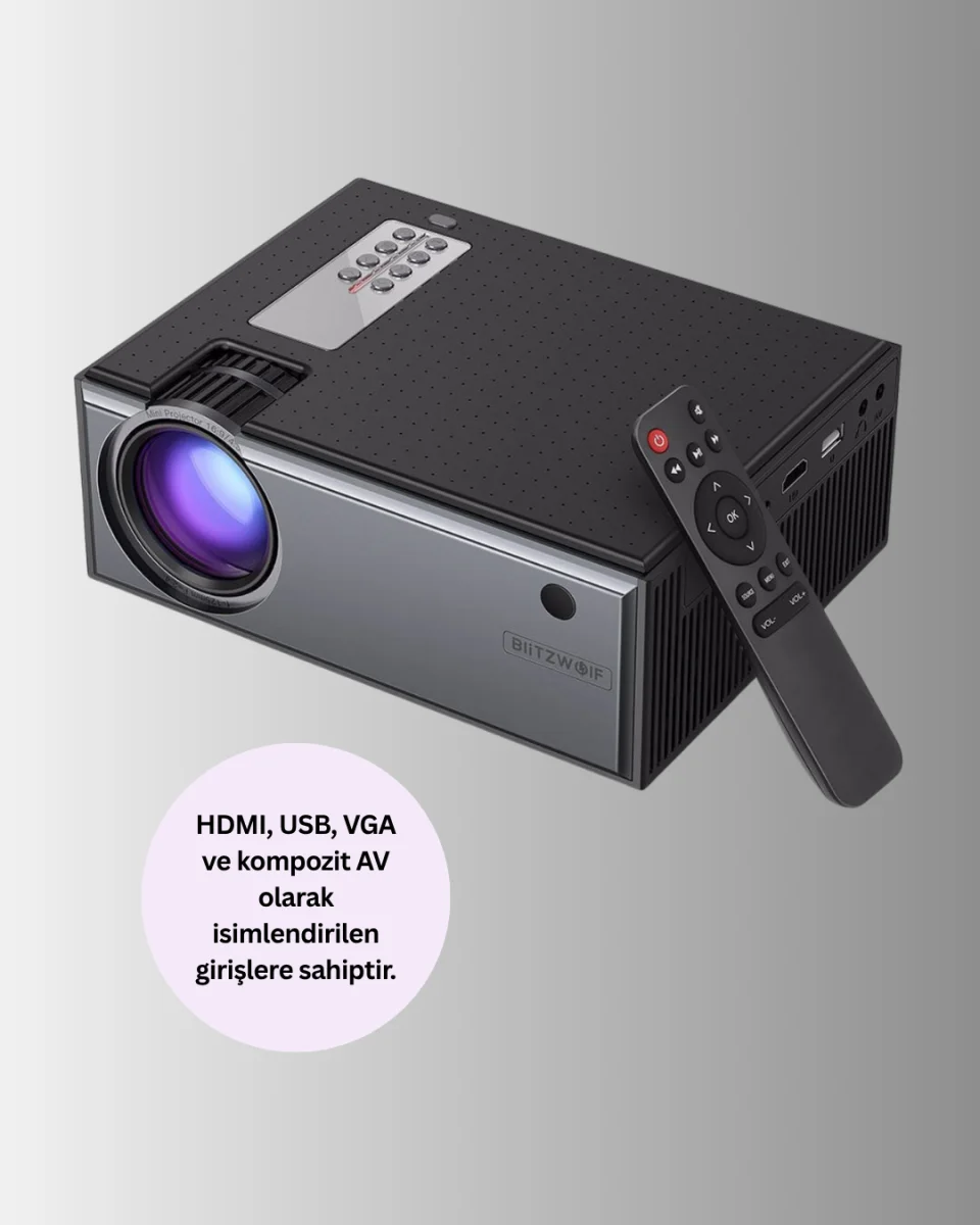 HDMI ve USB Girişli Taşınabilir Projeksiyon – Full HD, Kumandalı, Oyun ve Film Deneyimi