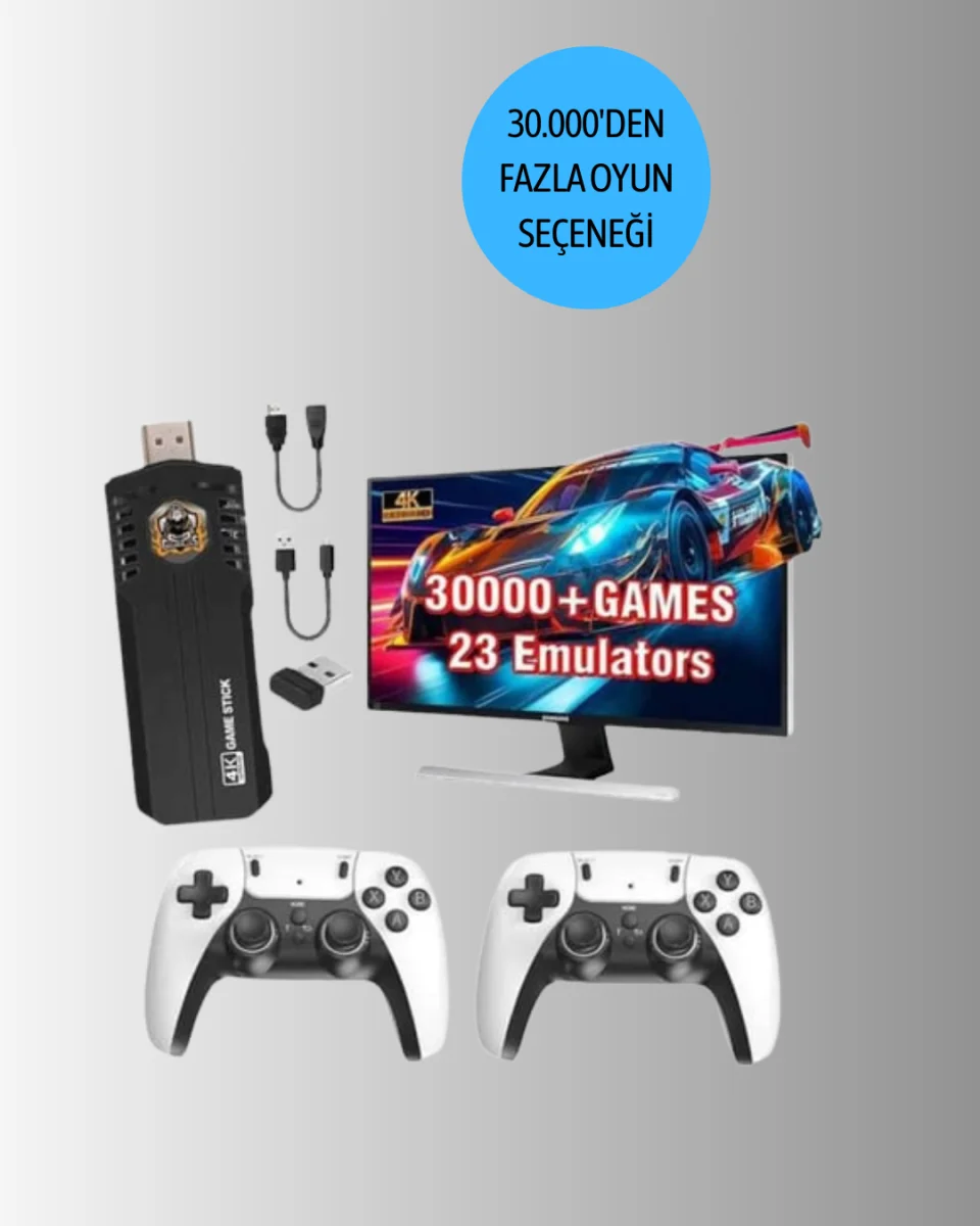 Kablosuz Retro Oyun Konsolu – 30.000+ Oyun ve HD Görüntü ile Kesintisiz Eğlence