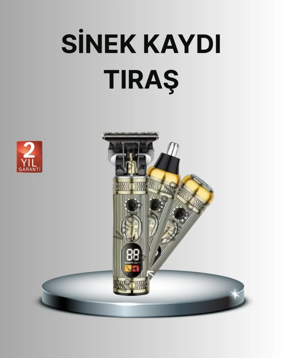 T Bıçaklı Şarjlı Saç Kesme ve Sakal Düzeltici – Burun Trimmerlı 2’si 1 Arada Set