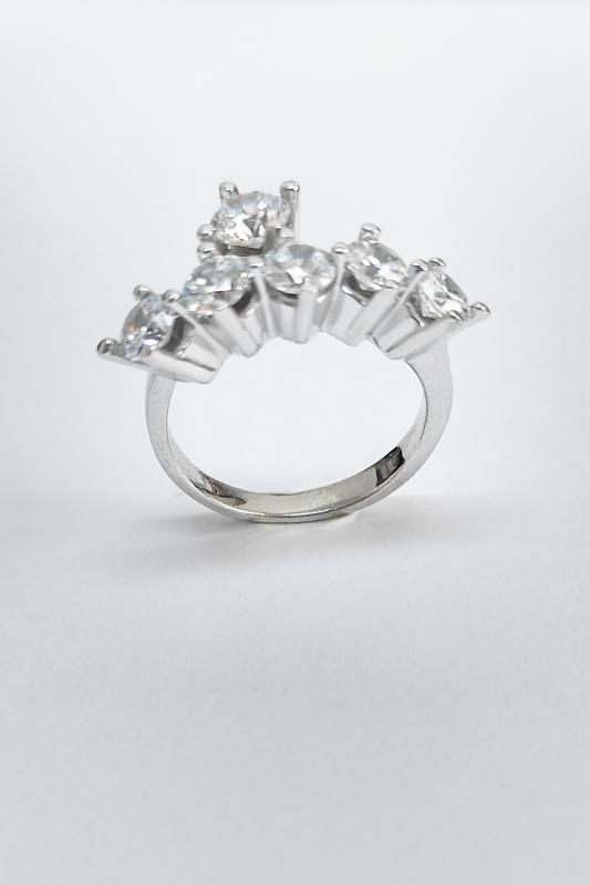 Swarovski Taşlı 6 Sıra Gümüş Yüzük