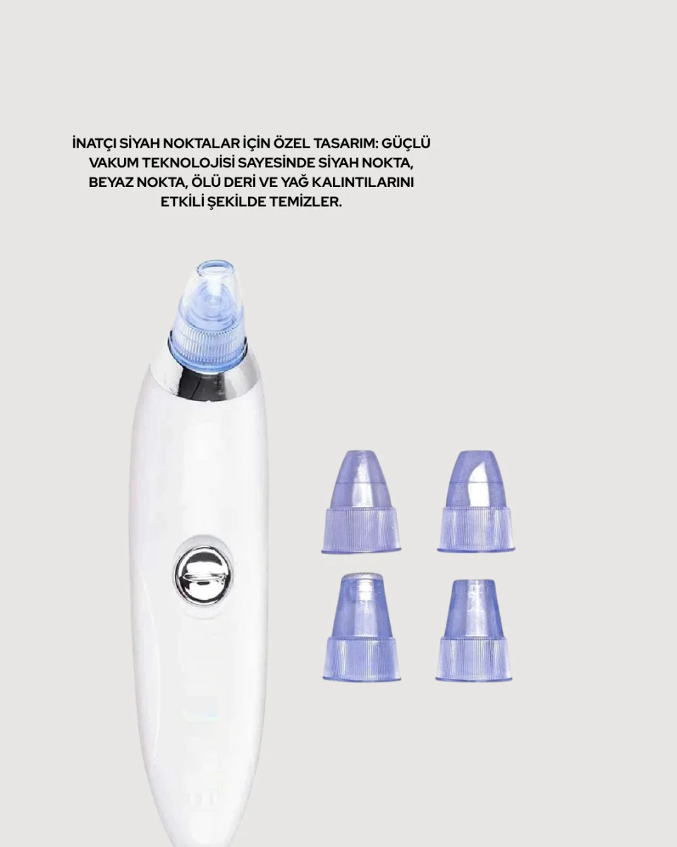 USB Destekli 4 Başlıklı Siyah Nokta Vakum Cihazı – Gözenek Temizleyici ve Cilt Yenileyici Bakım Aleti