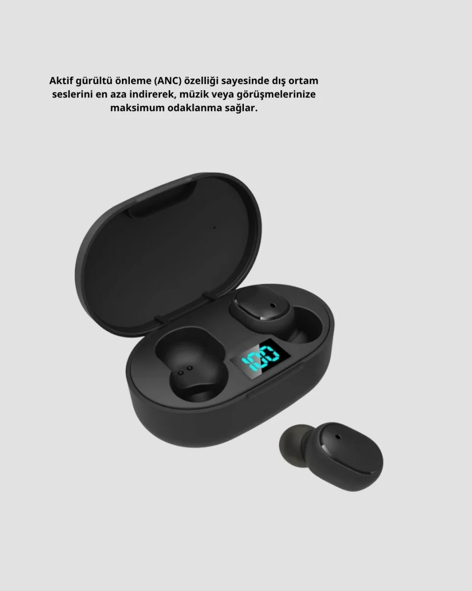 ANC Bluetooth Kulaklık – Suya ve Tere Dayanıklı, Uzun Pil Ömürlü, Mikrofonlu Kablosuz Kulaklık