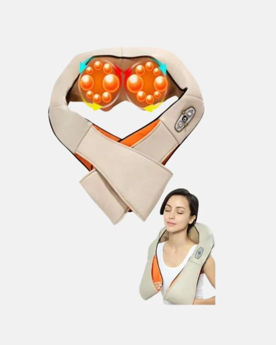 Ergonomik Ovmalı Masaj Aleti – Isıtmalı, Yoğurmalı, Boyun ve Bel Rahatlatıcı Masaj Makinesi