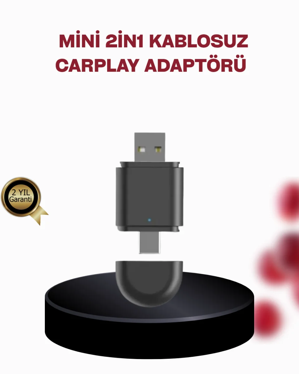 Kablosuz CarPlay Adaptörü – Bluetooth 5.4 ve Wi-Fi 6 Teknolojili Tak & Çalıştır Dönüştürücü