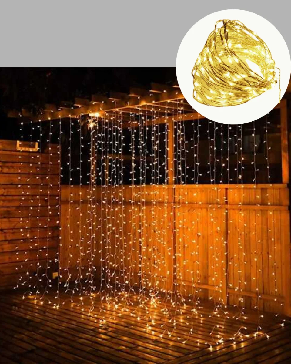 3x3 Metre Perde LED Işık Sıcak Şelale Tasarım Dekoratif Aydınlatma