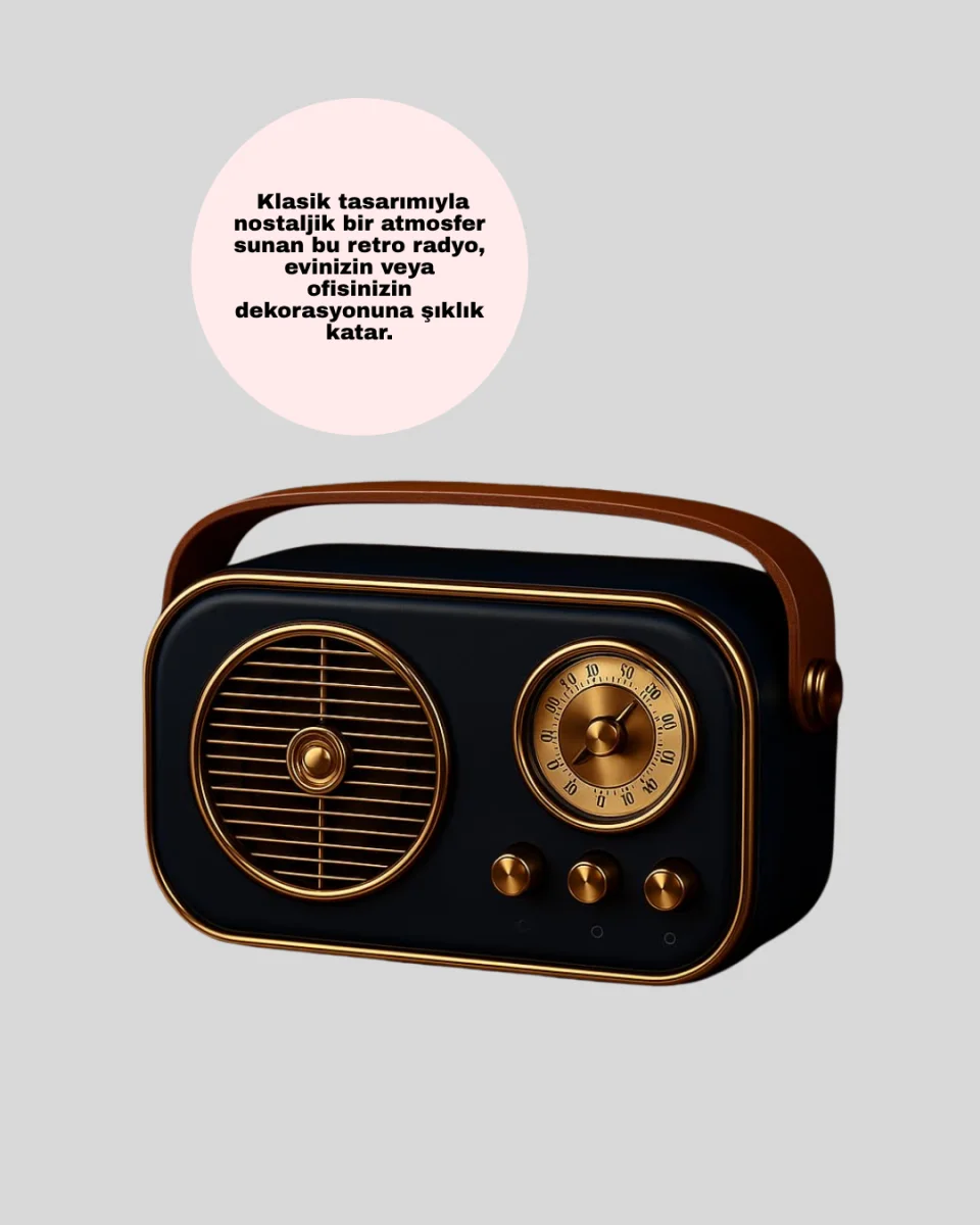 Vintage Bluetooth Radyo – TF Kart ve FM Destekli Taşınabilir Nostaljik Model