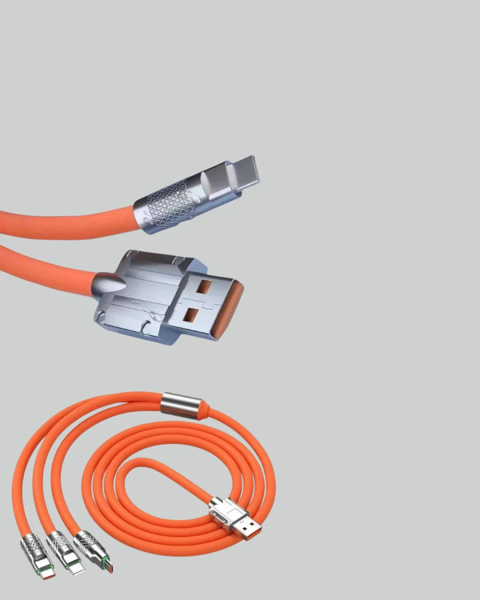 Çinko Alaşımlı Uçlu 120 W Şarj Kablosu – Dolaşmaya Dayanıklı 1,2 m USB Kablo