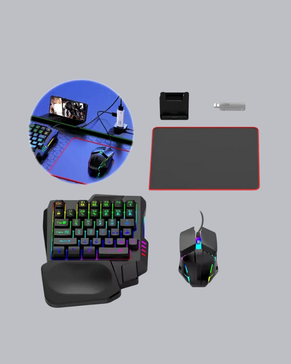 Android Uyumlu Mobil Oyun Kiti 5in1 Klavye Mouse Dönüştürücü Gecikmesiz FPS Set