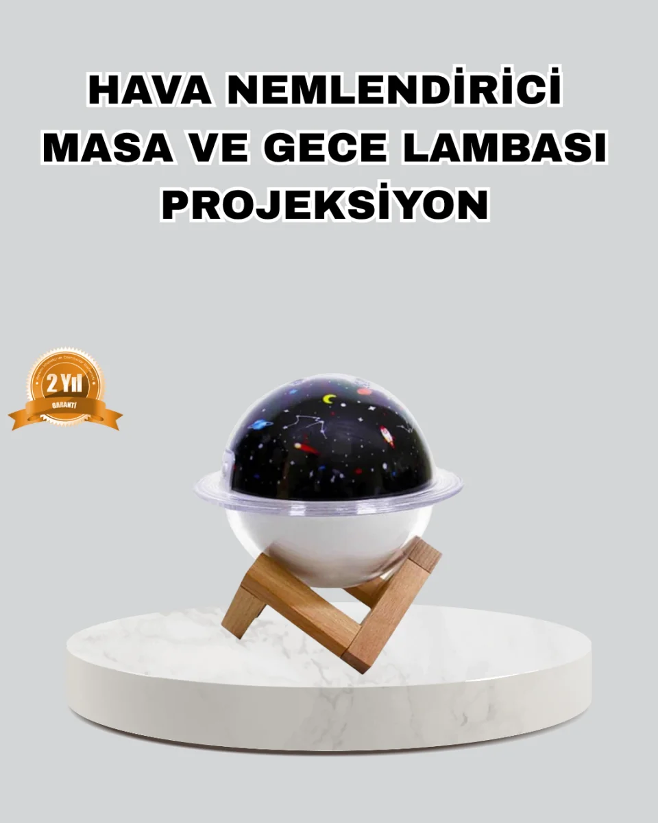 Aromaterapili USB Hava Nemlendirici – Projeksiyon Işıklı, Sessiz ve Şık Tasarım