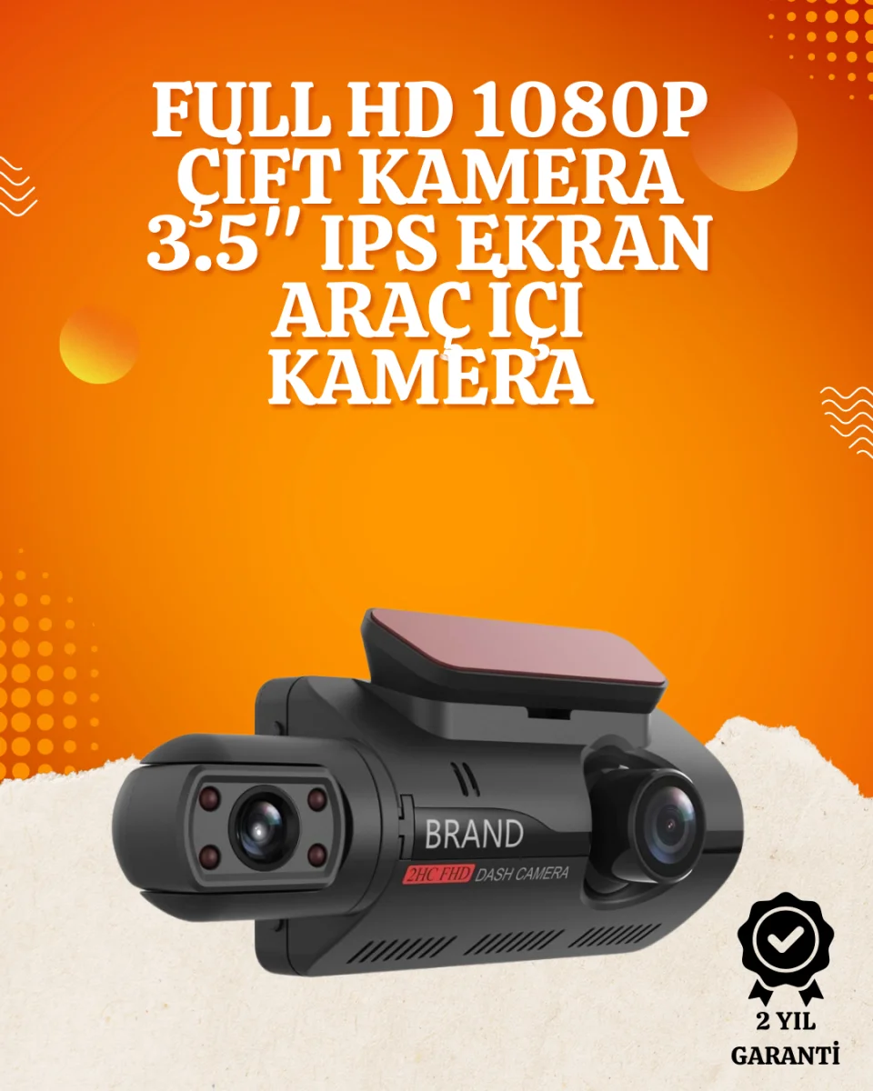 WiFi Destekli Araç Kamerası – 3 inç Ekran, 1080P Ön ve 720P İç Kamera