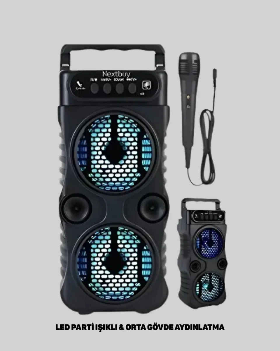 LED Işıklı Kablosuz Hoparlör – Bluetooth, FM Radyolu, Taşınabilir Şarjlı
