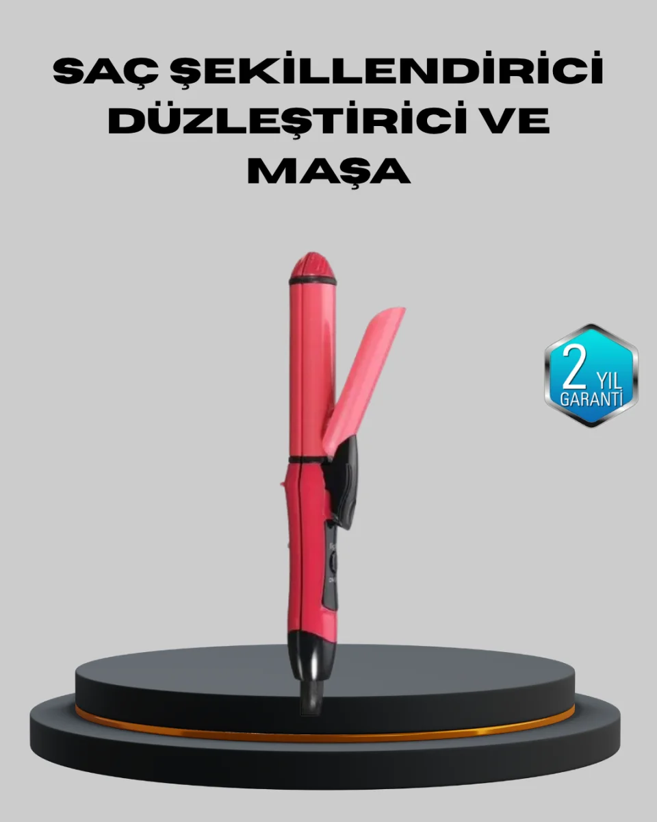 5 Kademeli Seramik Saç Düzleştirici – Düz ve Kıvırcık Mod, 26 mm Plaka, Profesyonel Saç Şekillendirme