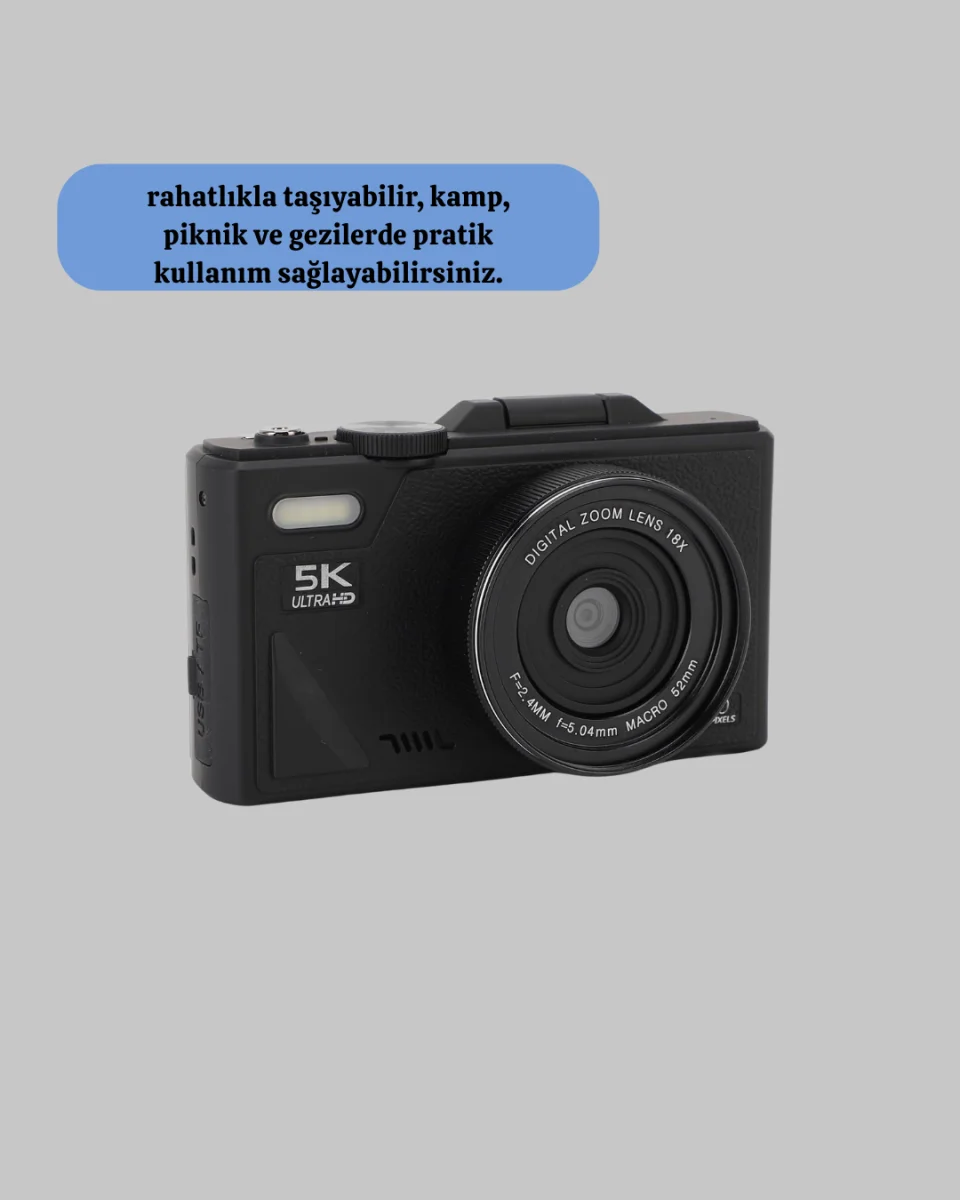 5K UHD Dijital Kamera 75MP Sensör 18x Zoom Stabilizasyonlu